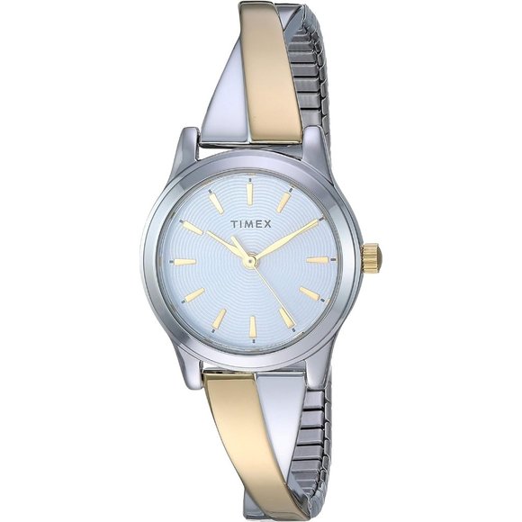 Timex Women's Stretch Bangle Crisscross 25mm Silver-Tone Expansion Band Watch - Picture 1 of 5